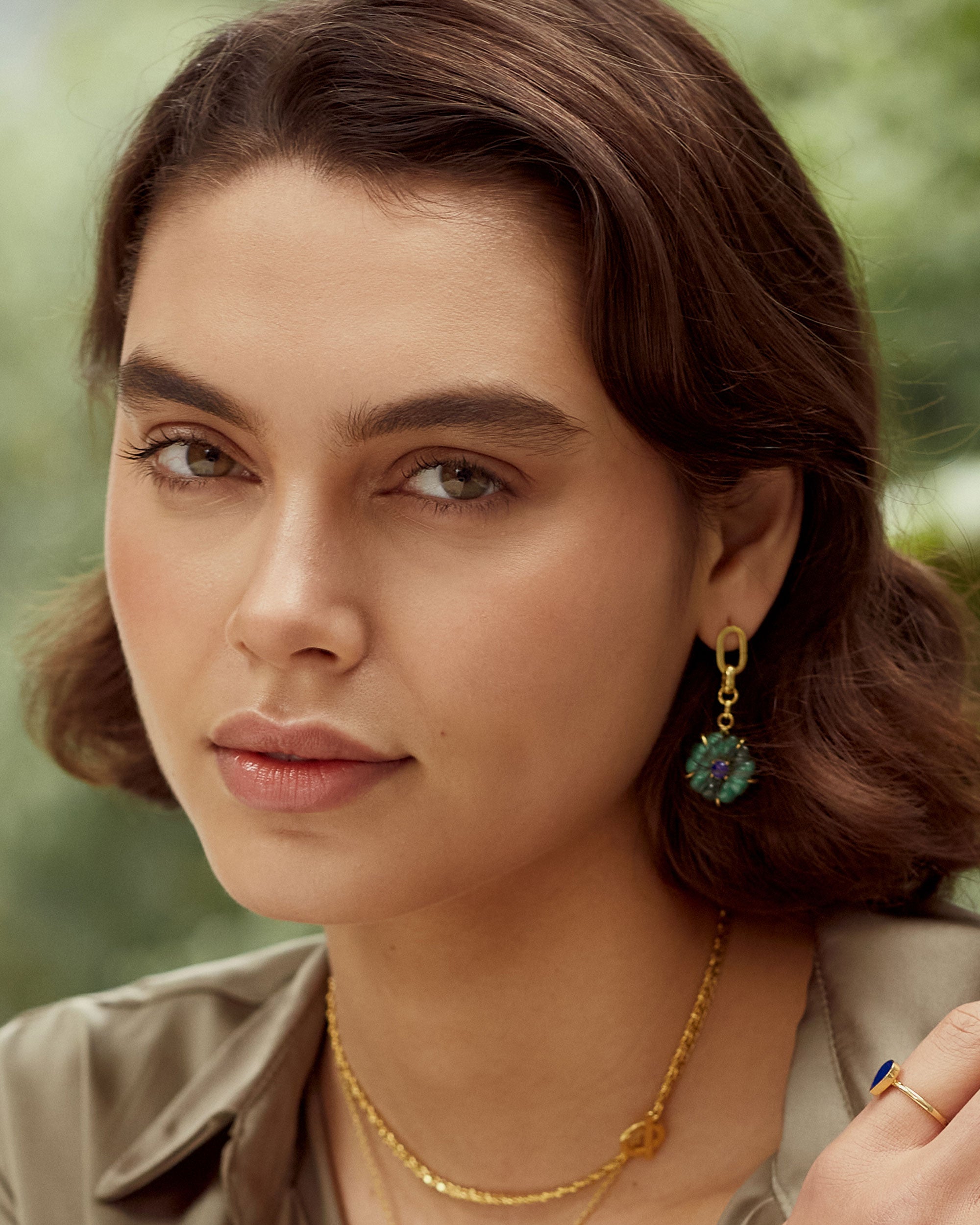 Soraya Malachite and Lapis Flower Drop Earrings | Sustainable Jewellery by Ottoman Hands