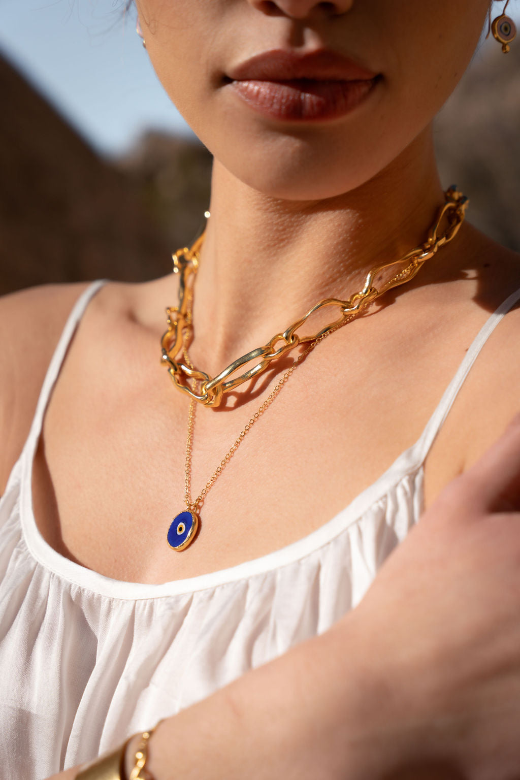 Azra Evil Eye Navy Pendant Necklace | Sustainable Jewellery by Ottoman Hands