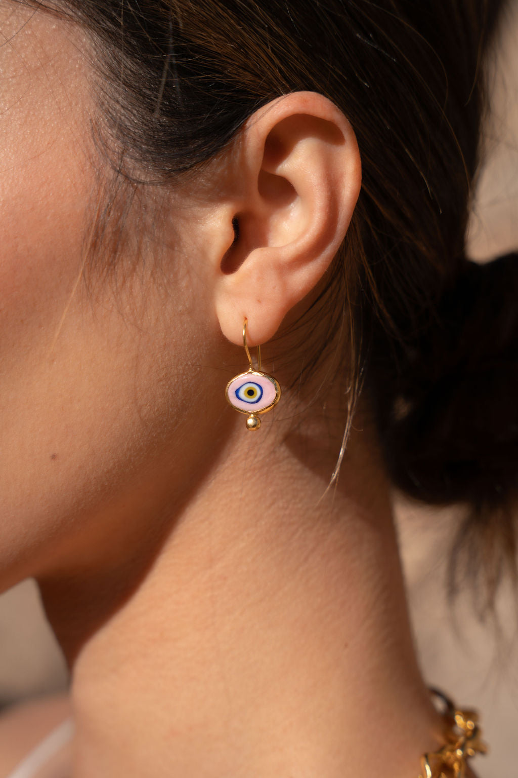 Alara Pink Evil Eye Drop Earrings | Sustainable Jewellery by Ottoman Hands