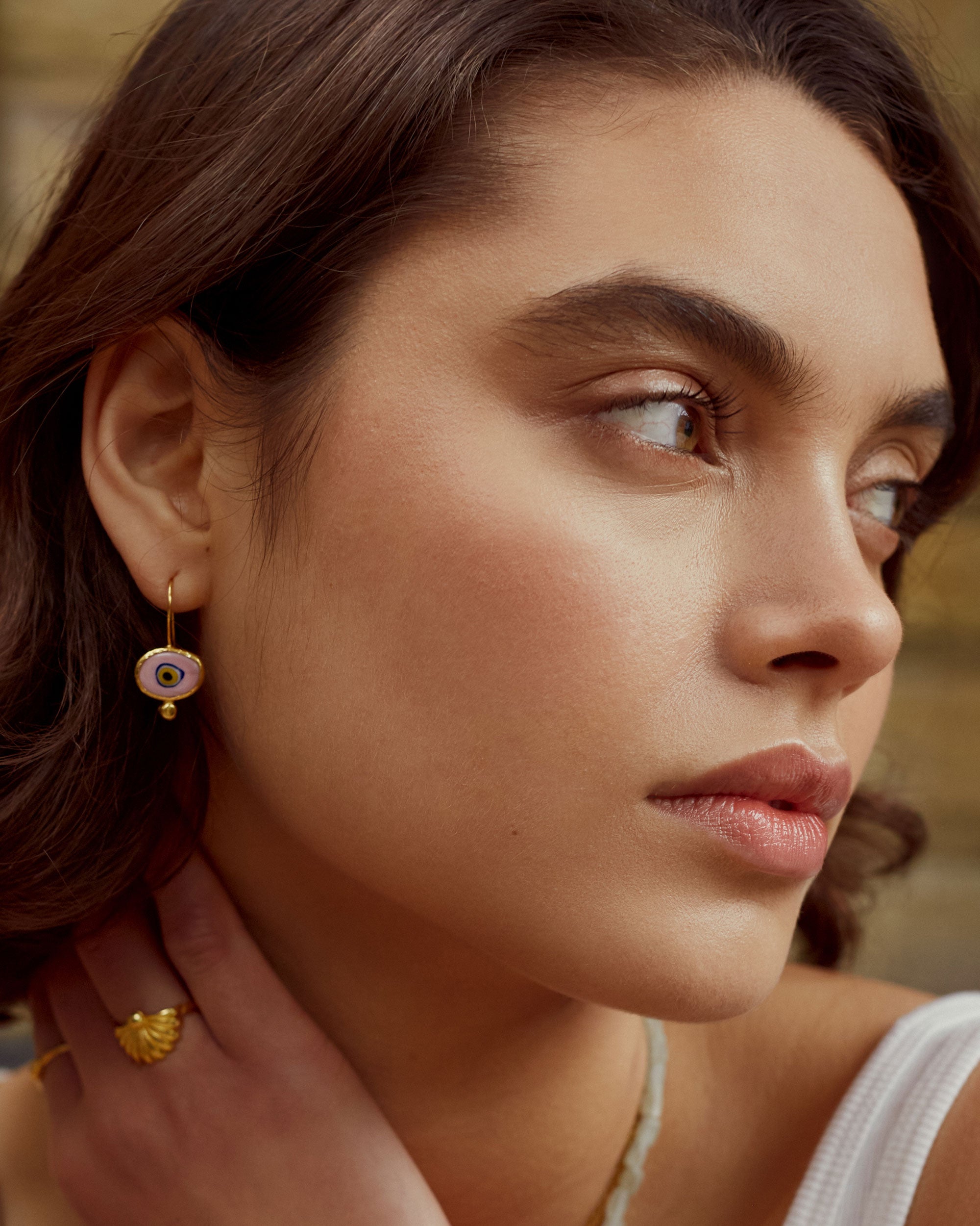 Alara Pink Evil Eye Drop Earrings | Sustainable Jewellery by Ottoman Hands
