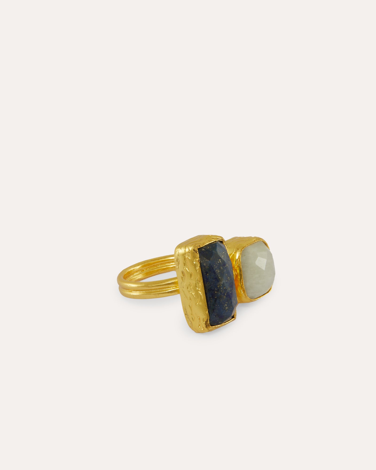 Nerissa Lapis and Moonstone Cocktail Ring | Sustainable Jewellery by Ottoman Hands