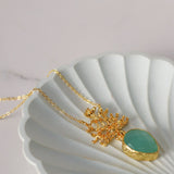 Sophia Aqua Chalcedony Coral Pendant necklace