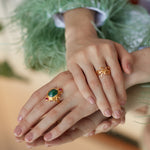 Raina Emerald and Pink Crystal Ring | Sustainable Jewellery by Ottoman Hands