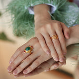 Raina Emerald and Pink Crystal Ring | Sustainable Jewellery by Ottoman Hands