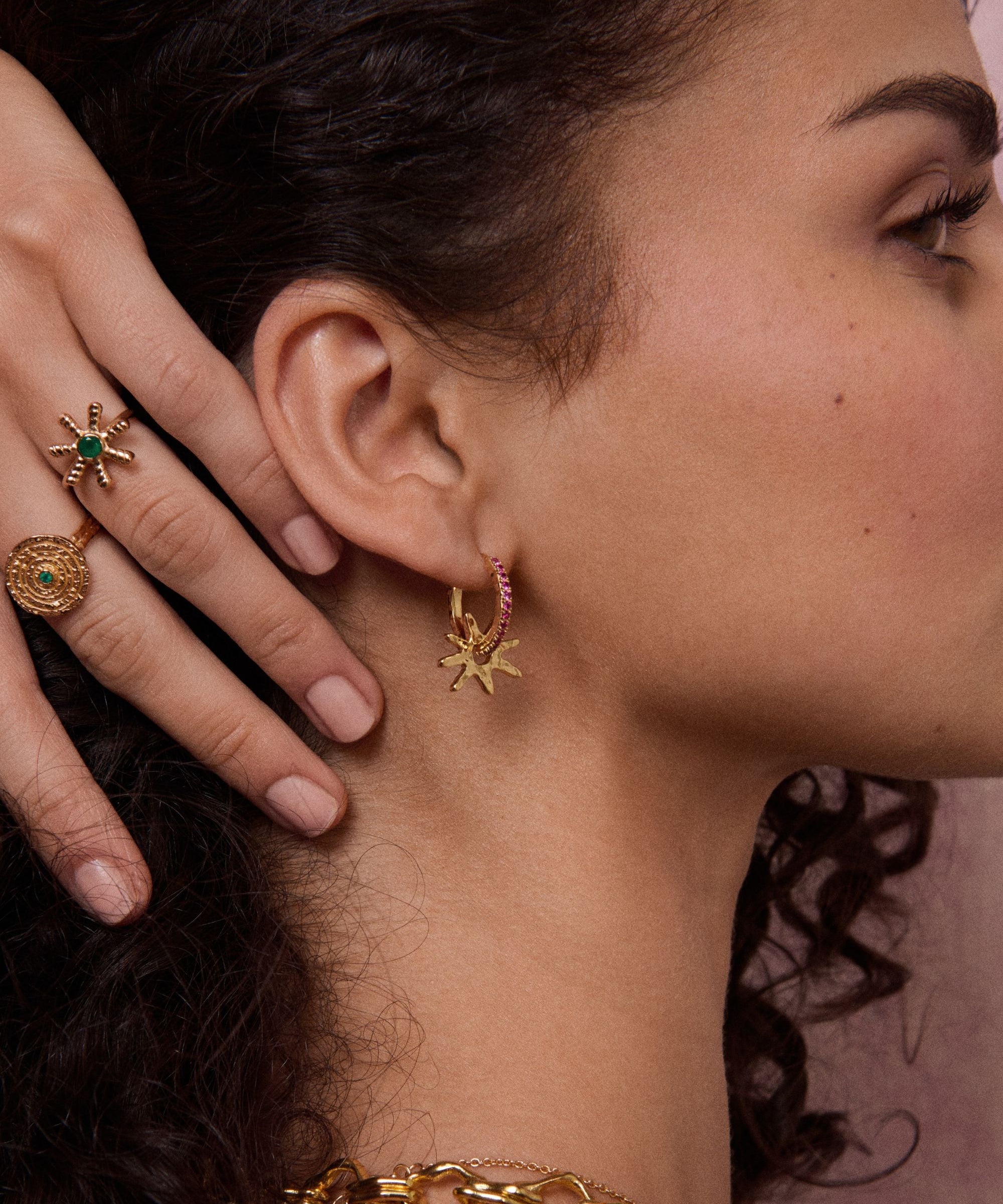 Stephanie Yeboah Nsoromma Star Hoop Earrings - Red | Sustainable Jewellery by Ottoman Hands