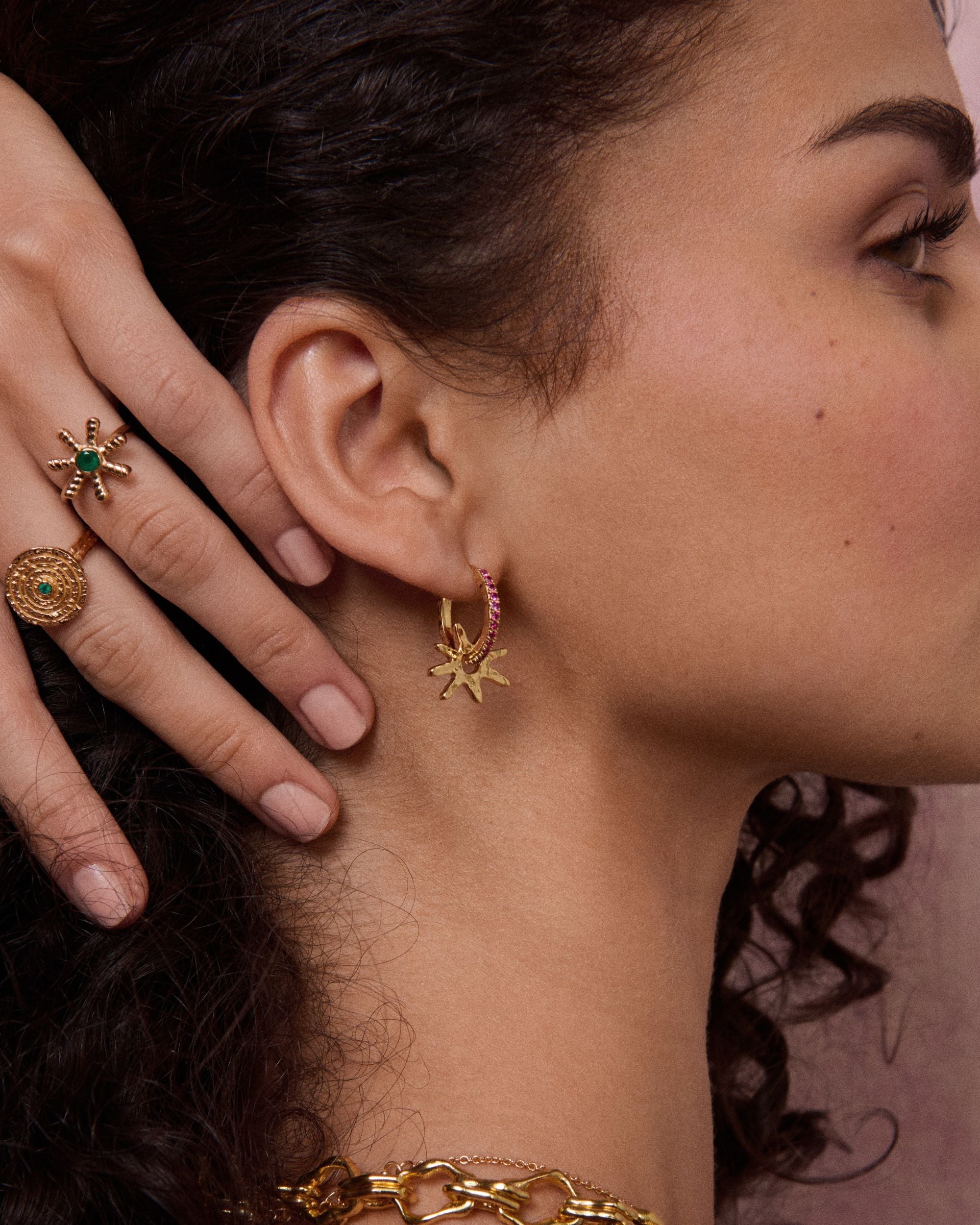 Stephanie Yeboah Nsoromma Star Hoop Earrings - Red | Sustainable Jewellery by Ottoman Hands