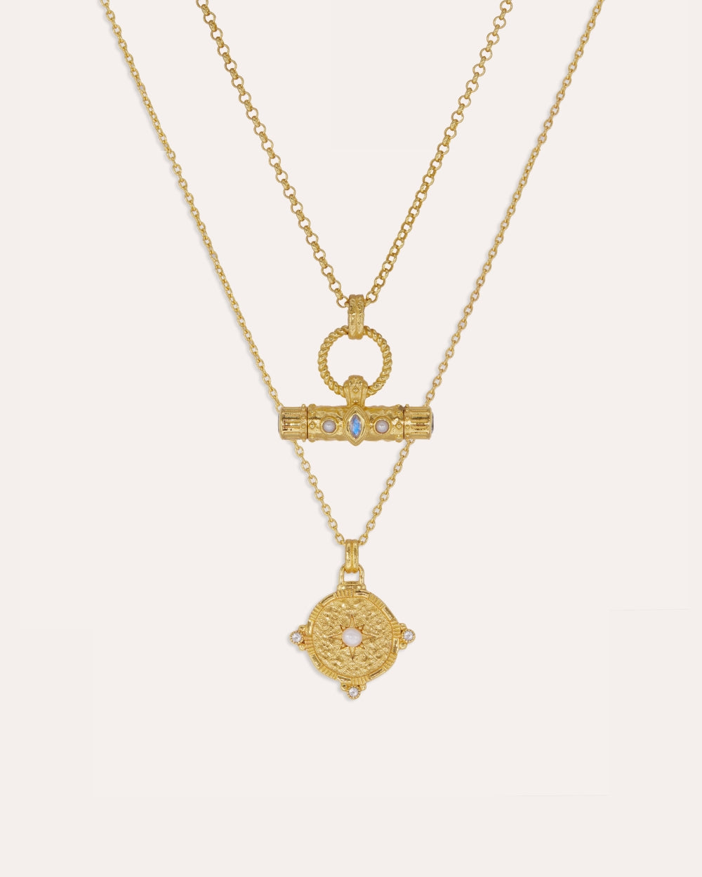 T Bar & Shield Talisman Necklace Set