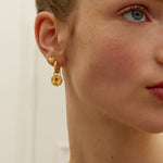 Garnet Heart Huggie Earrings