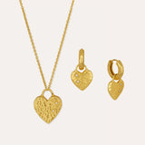 Heart Locket and Crystal Heart Earrings Set