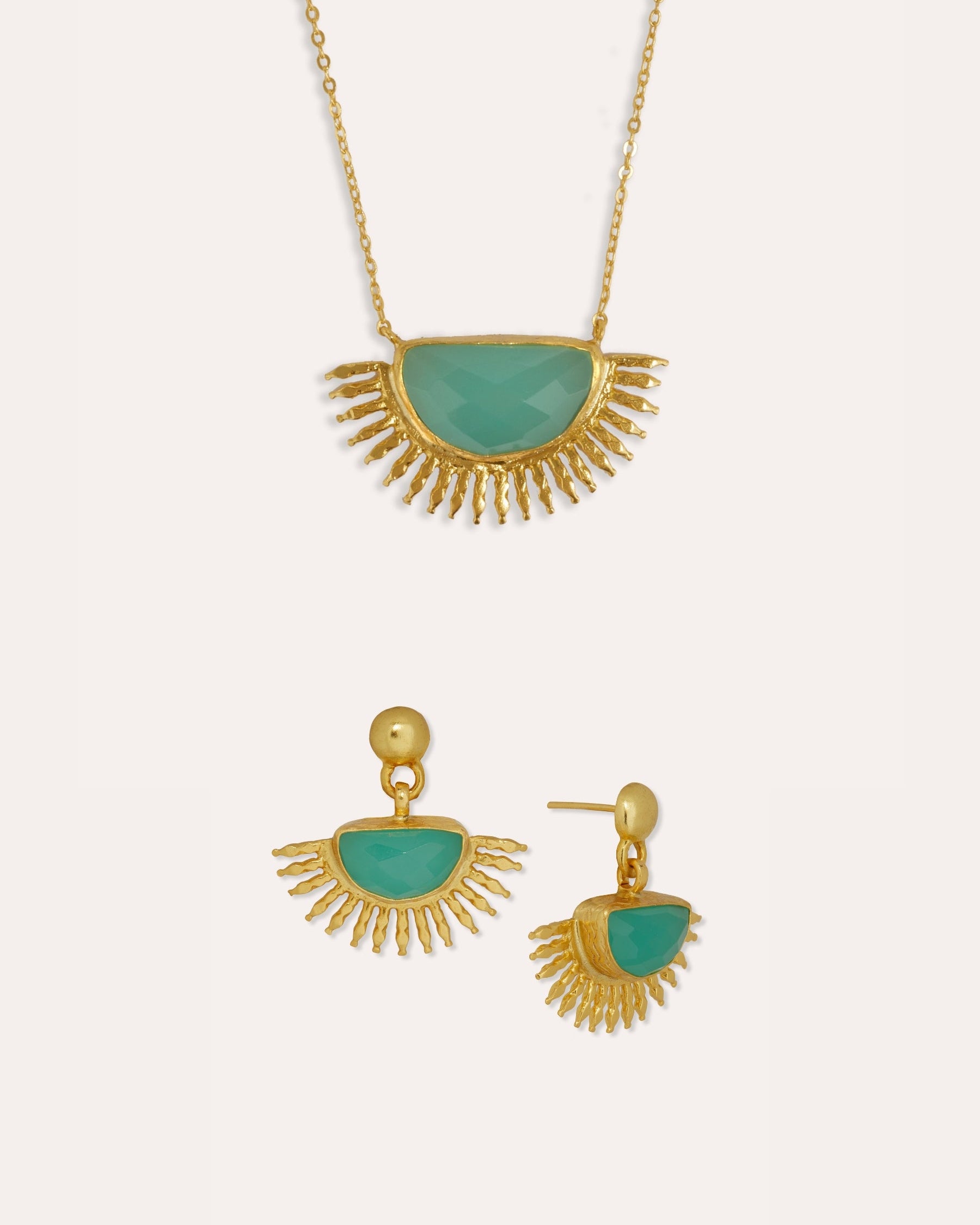 Sunrise Aqua Chalcedony Set | Sustainable Jewellery by Ottoman Hands