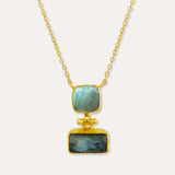 Nerissa Labradorite and Aqua Chalcedony Pendant Necklace | Sustainable Jewellery by Ottoman Hands