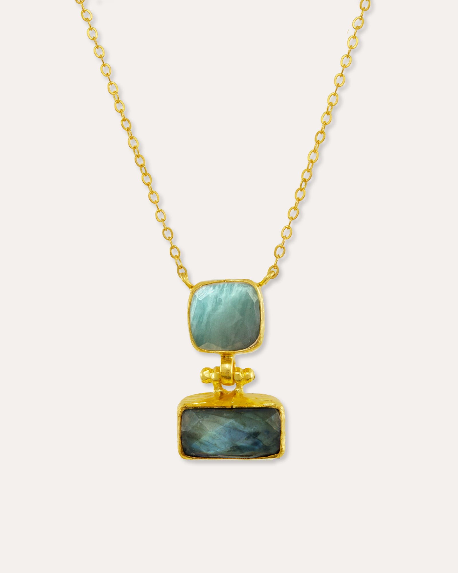 Nerissa Labradorite and Aqua Chalcedony Pendant Necklace | Sustainable Jewellery by Ottoman Hands