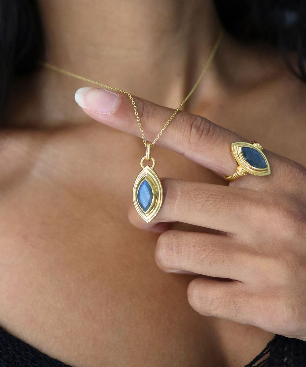 Marquise Labradorite Pendant Necklace