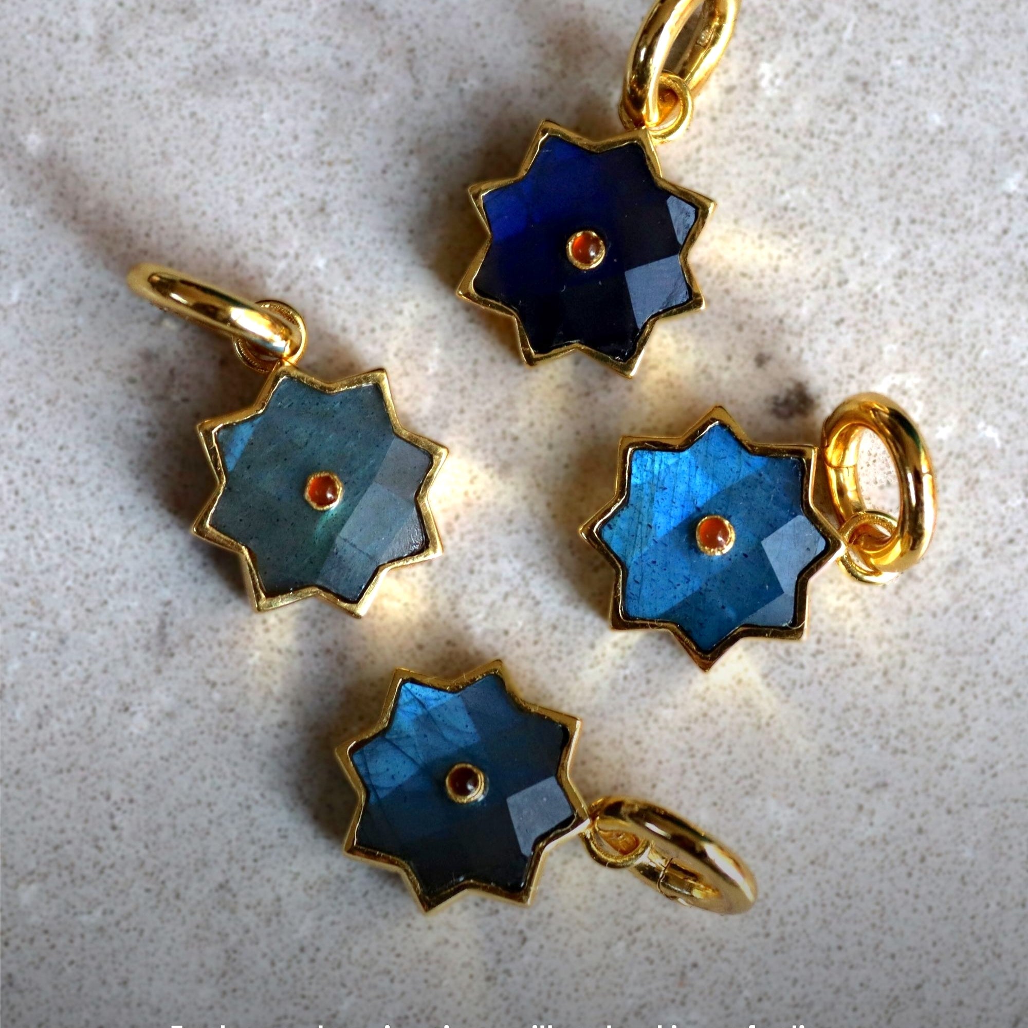 Labradorite and Carnelian Star Charm | Sustainable Jewellery by Ottoman Hands