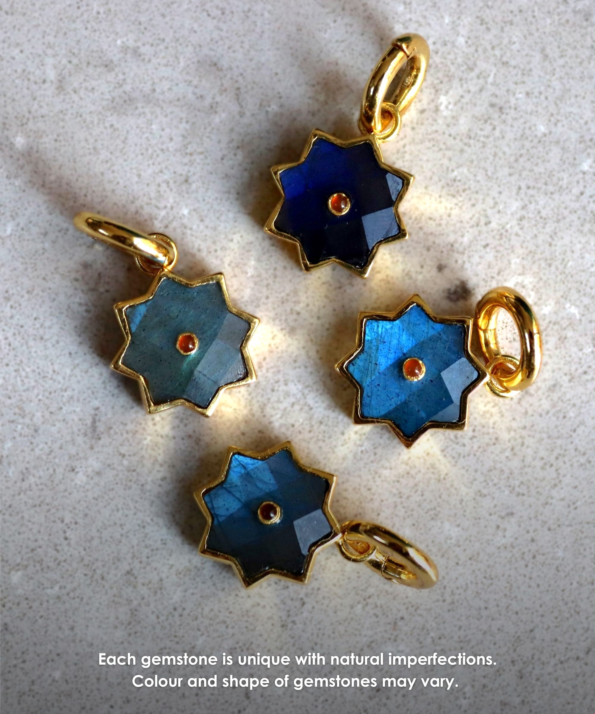 Labradorite and Carnelian Star Charm | Sustainable Jewellery by Ottoman Hands