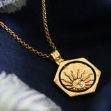 Lapis Moon Rotating Pendant Necklace