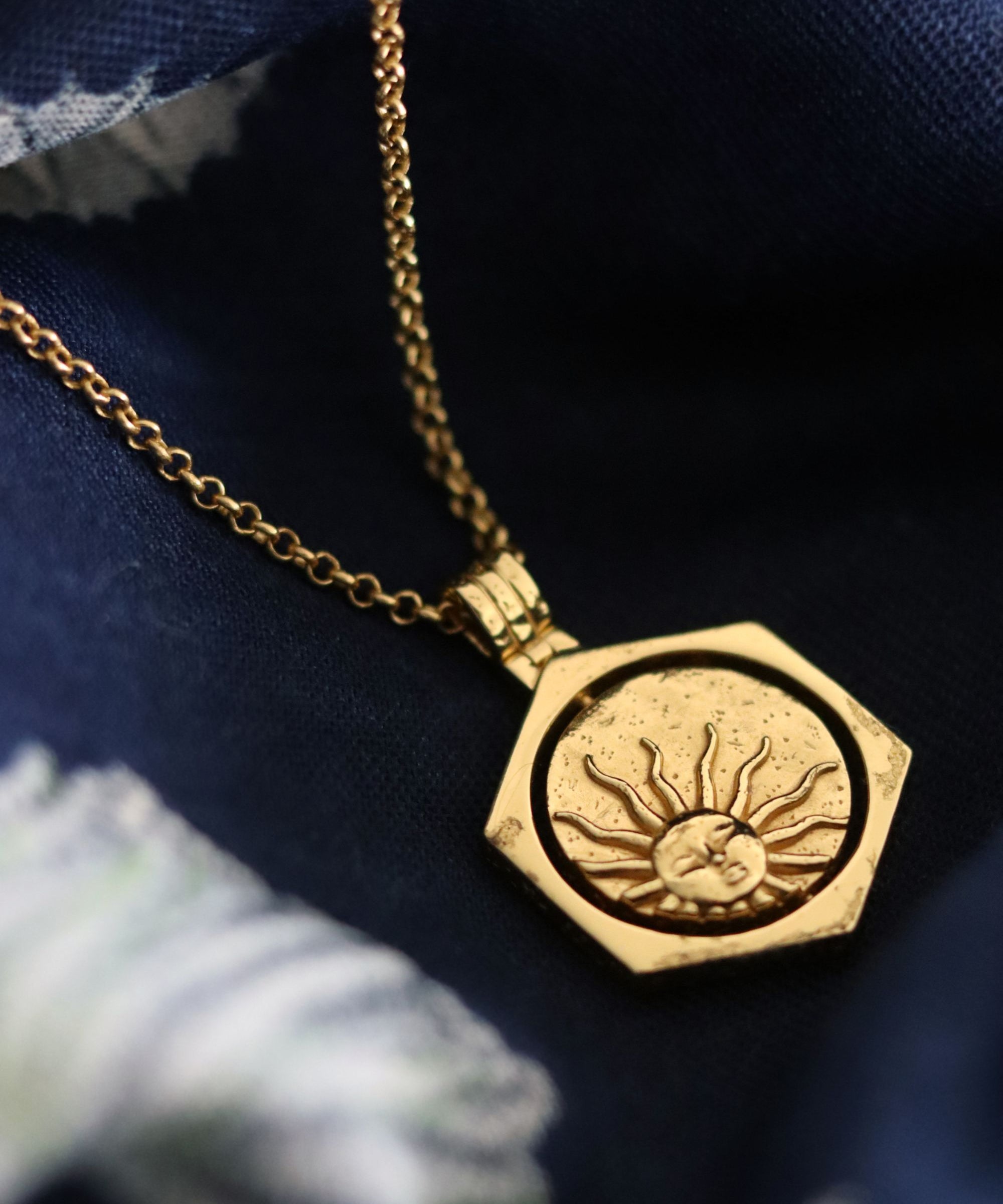 Lapis Moon Rotating Pendant Necklace | Sustainable Jewellery by Ottoman Hands