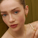 Garnet Heart Huggie Earrings