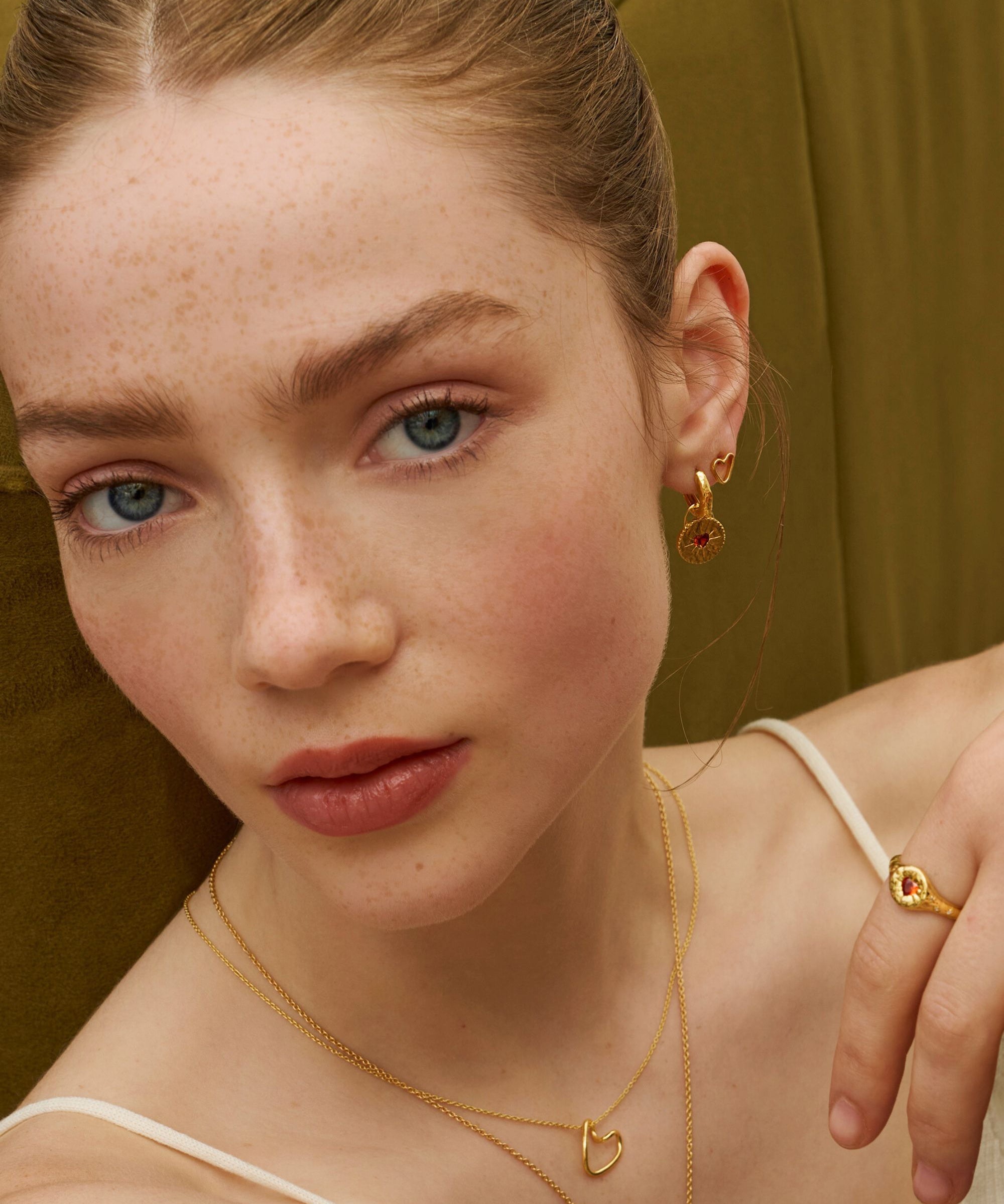 Garnet Heart Huggie Earrings | Sustainable Jewellery by Ottoman Hands