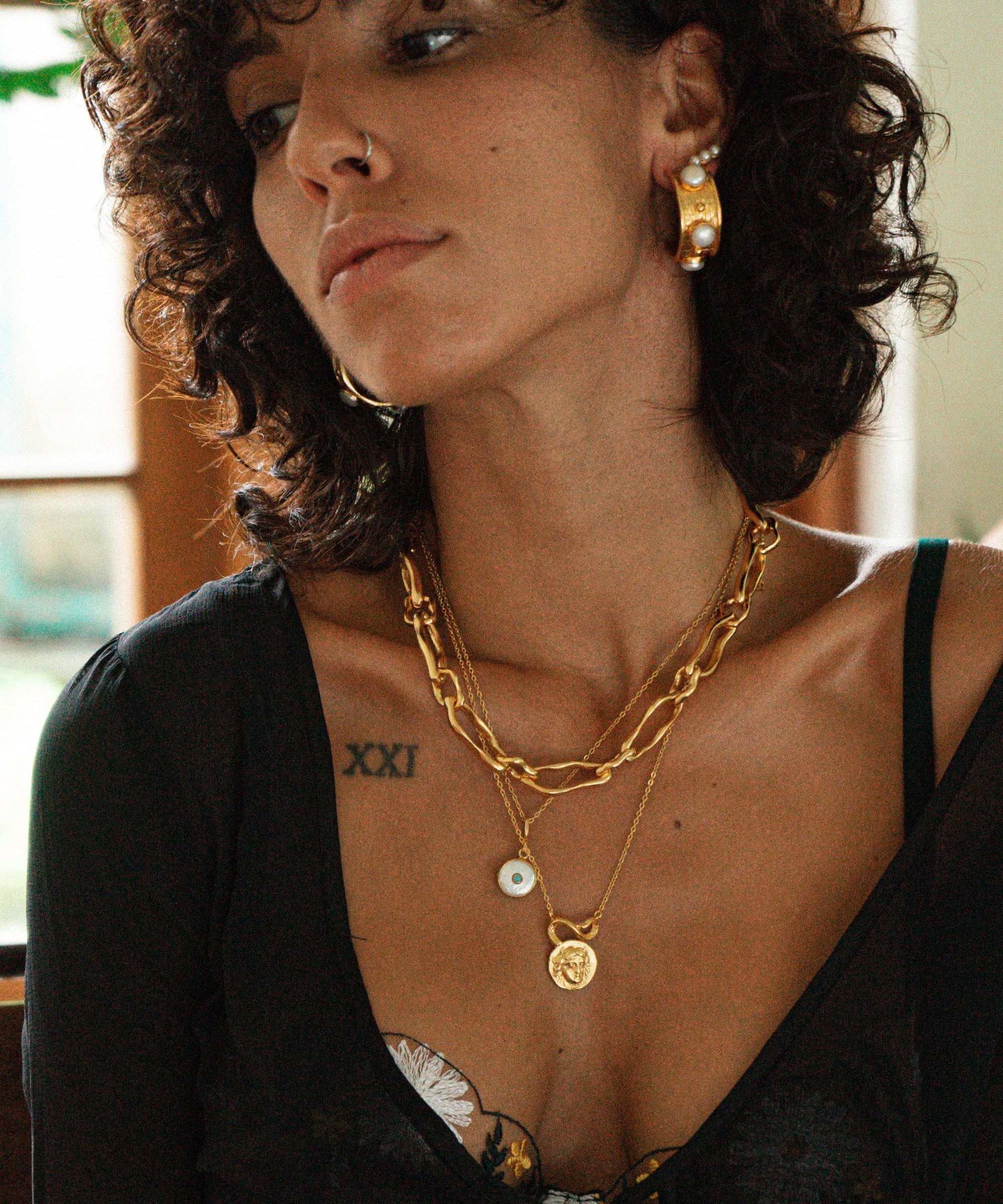 Medusa & Pearl Necklace Layering Set | Sustainable Jewellery by Ottoman Hands