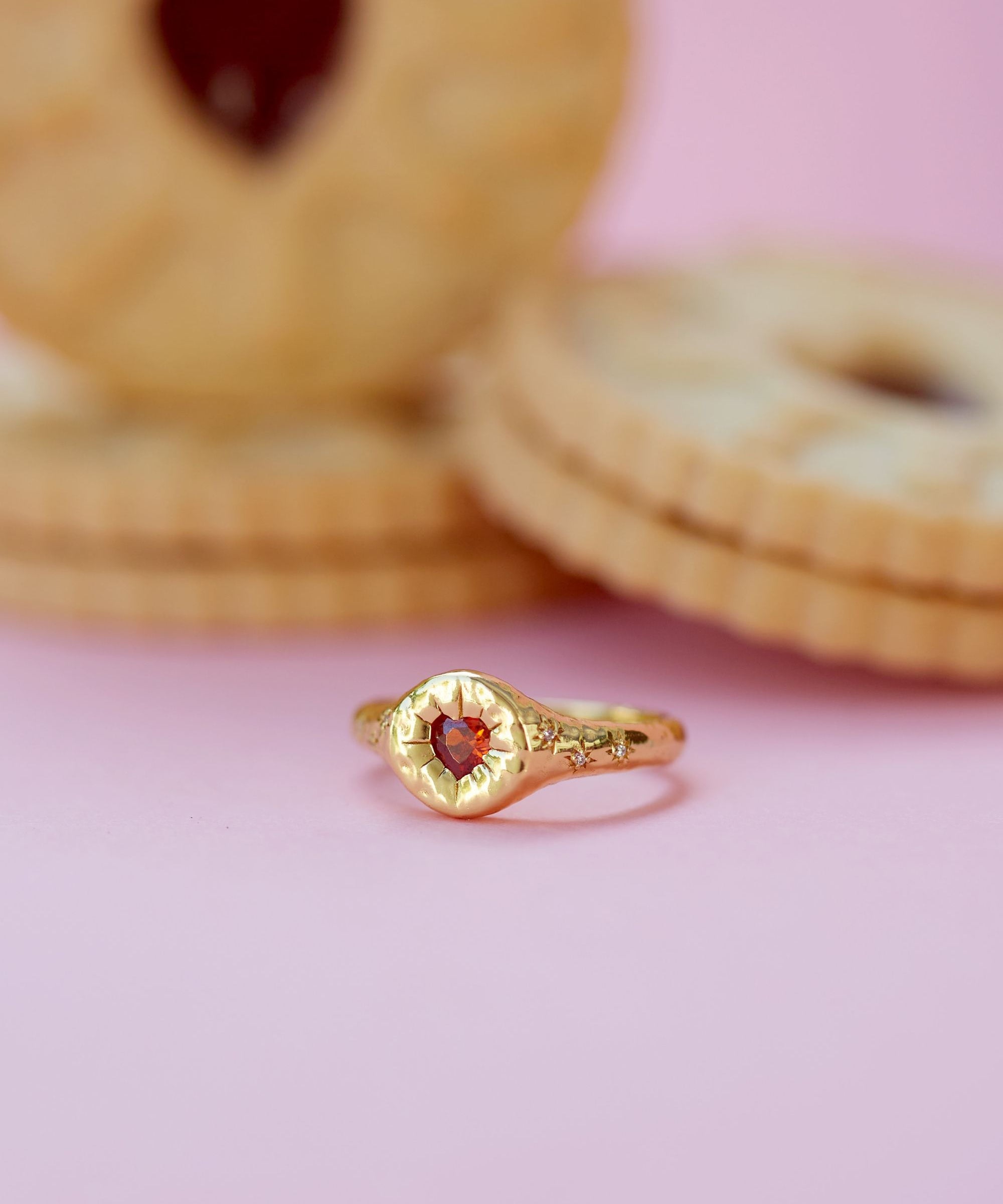 Garnet Heart Stacking Ring | Sustainable Jewellery by Ottoman Hands