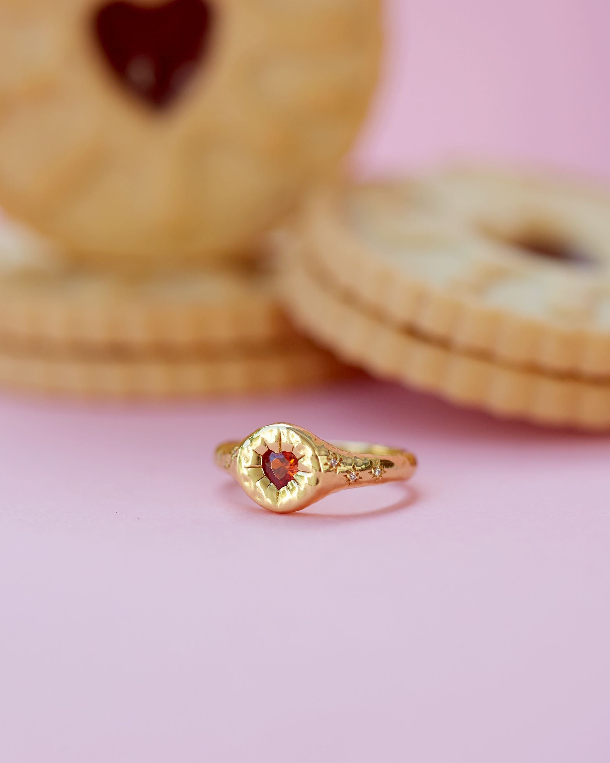 Garnet Heart Stacking Ring | Ottoman Hands Jewellery