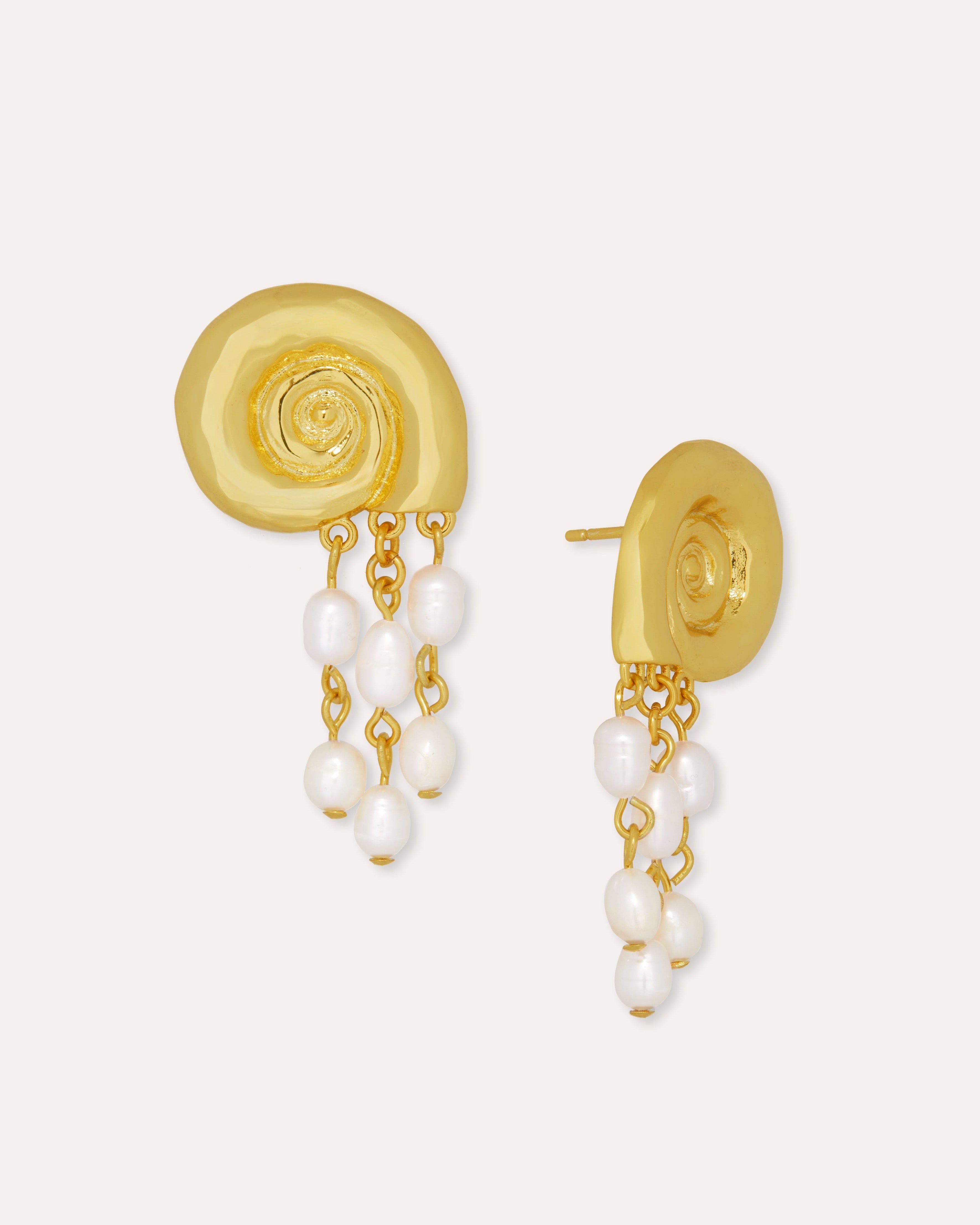 Waterproof Shell Pearl Beaded Stud Earrings | Sustainable Jewellery by Ottoman Hands