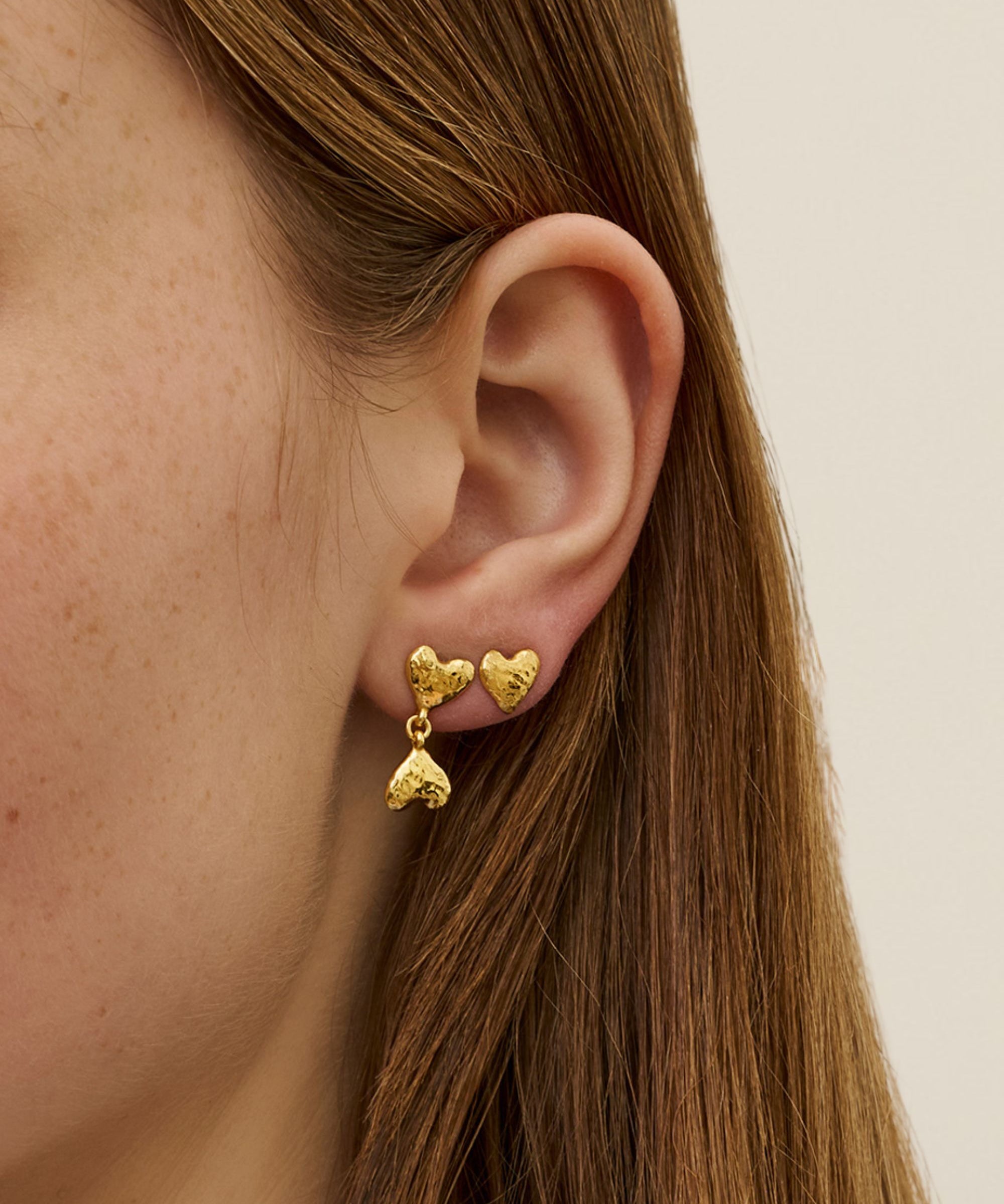 Hammered Heart Stud Earrings | Ottoman Hands Jewellery