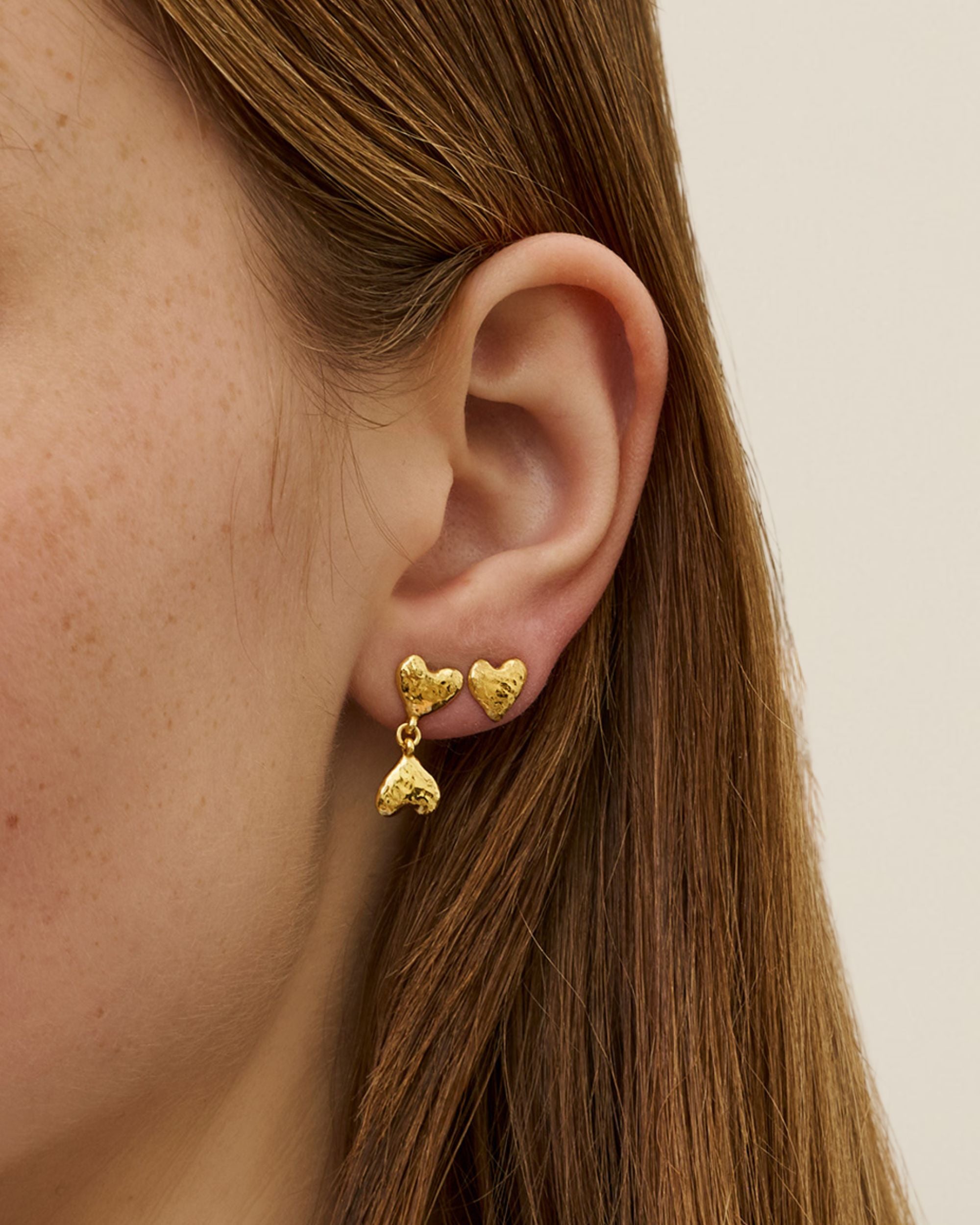 Hammered Heart Stud Earrings | Ottoman Hands Jewellery