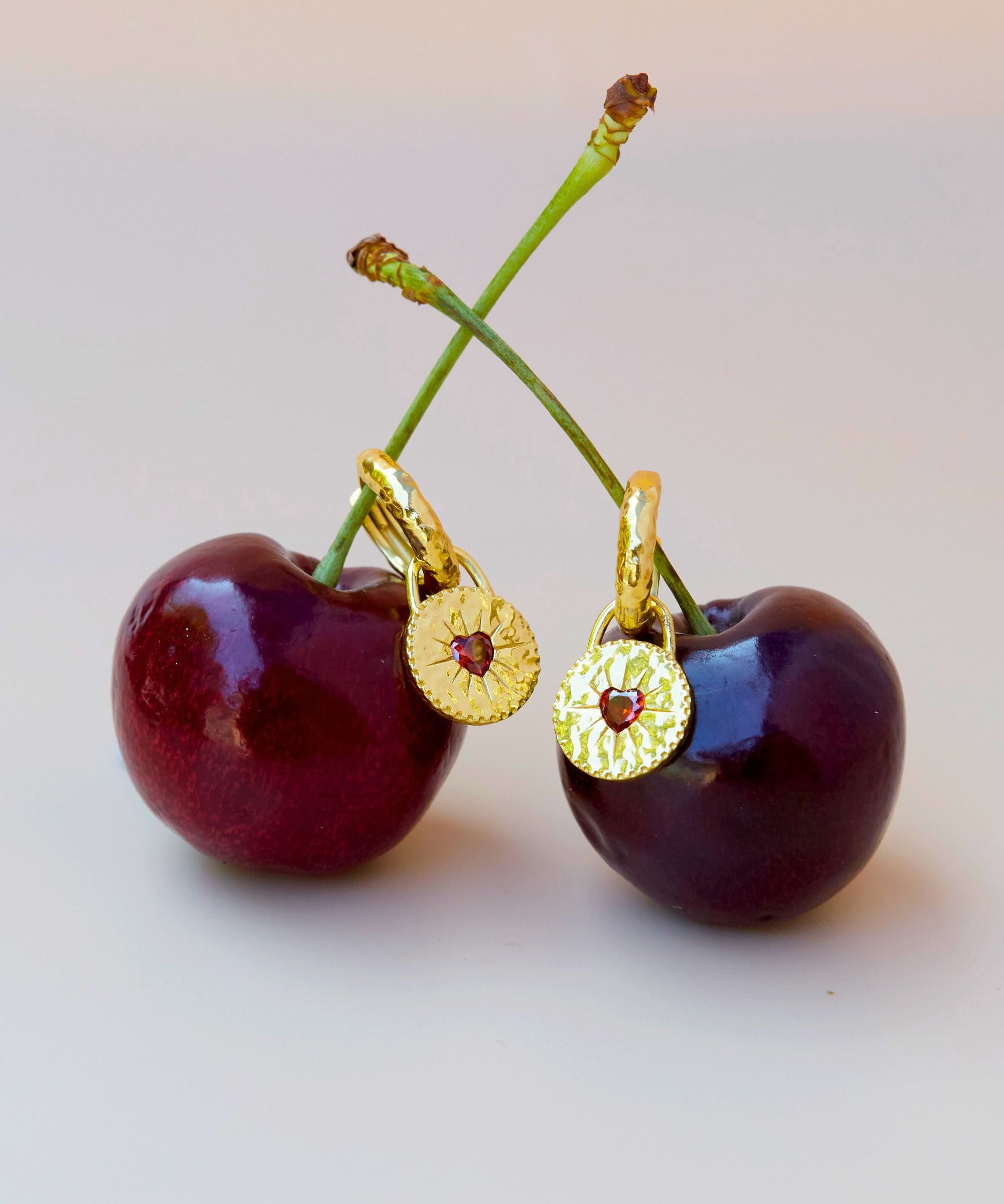 Garnet Heart Huggie Earrings | Sustainable Jewellery by Ottoman Hands