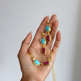 Turquoise and Ruby Chain Necklace | Sustainable Jewellery by Ottoman Hands