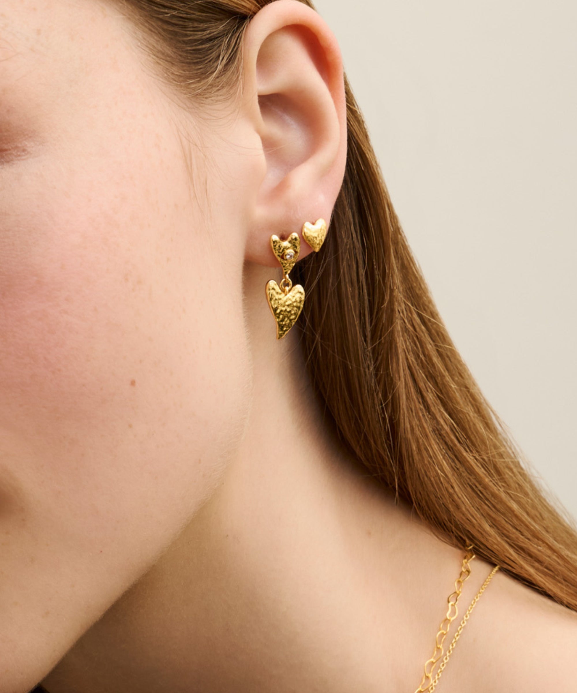 Evil Eye Heart Drop Stud Earrings - Gold | Ottoman Hands