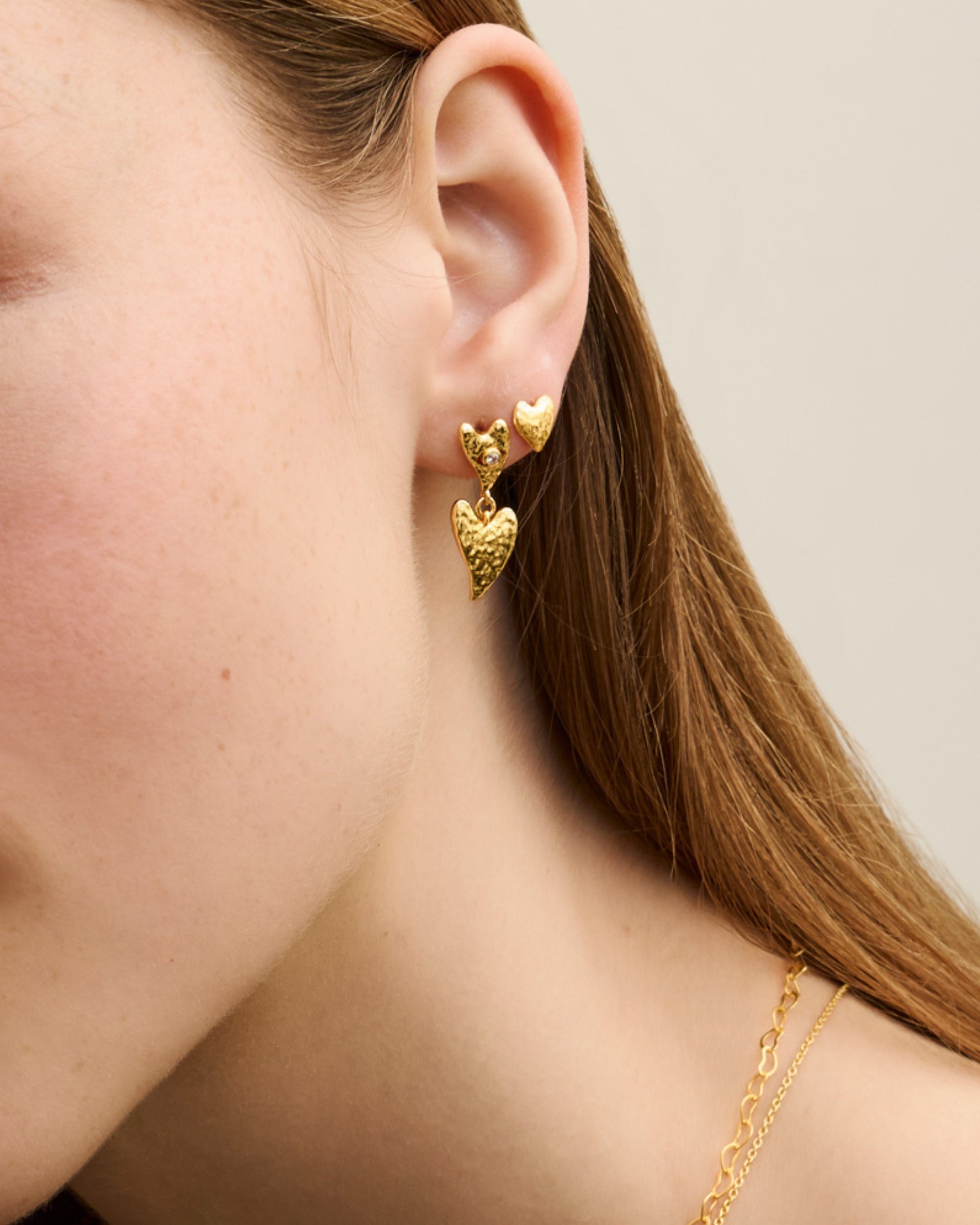 Evil Eye Heart Drop Stud Earrings - Gold | Ottoman Hands