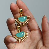 Sunrise Aqua Chalcedony Drop Stud Earrings