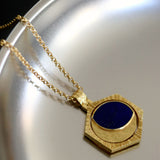 Lapis Moon Rotating Pendant Necklace