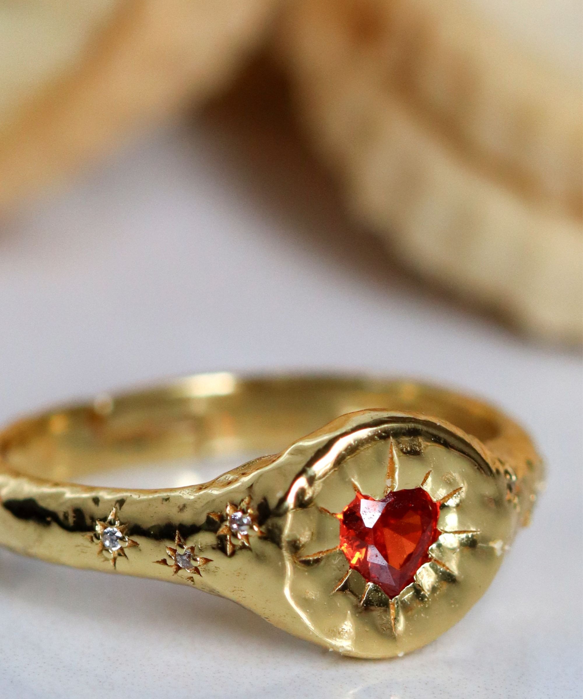 Garnet Heart Stacking Ring | Sustainable Jewellery by Ottoman Hands