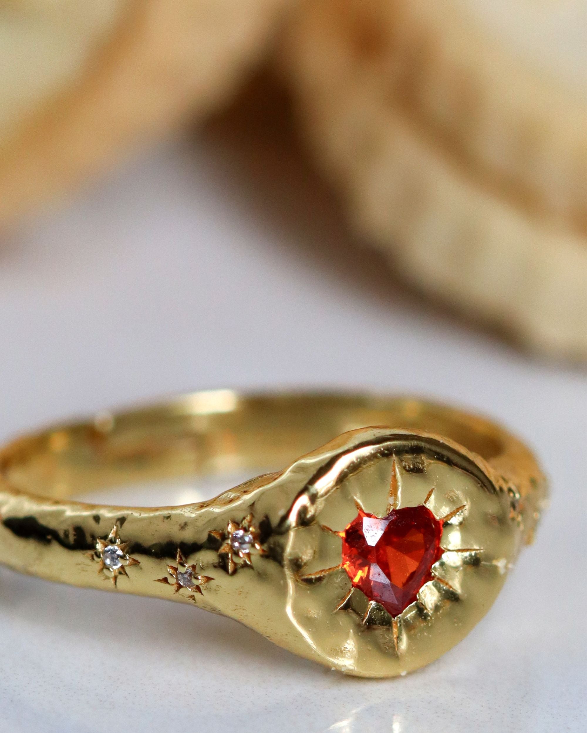 Garnet Heart Stacking Ring | Ottoman Hands Jewellery