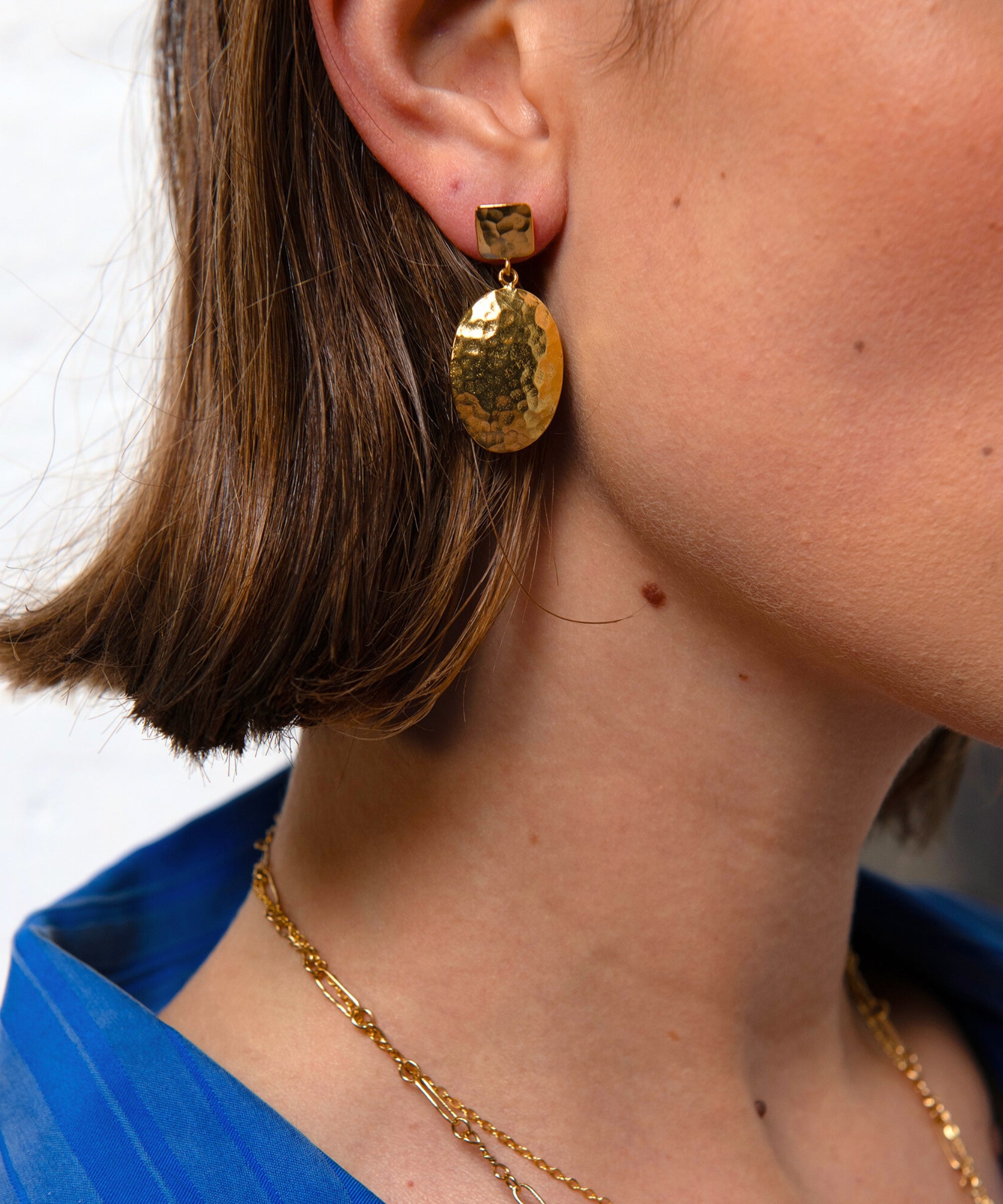 Desiree Hammered Drop Stud Earrings | Sustainable Jewellery by Ottoman Hands