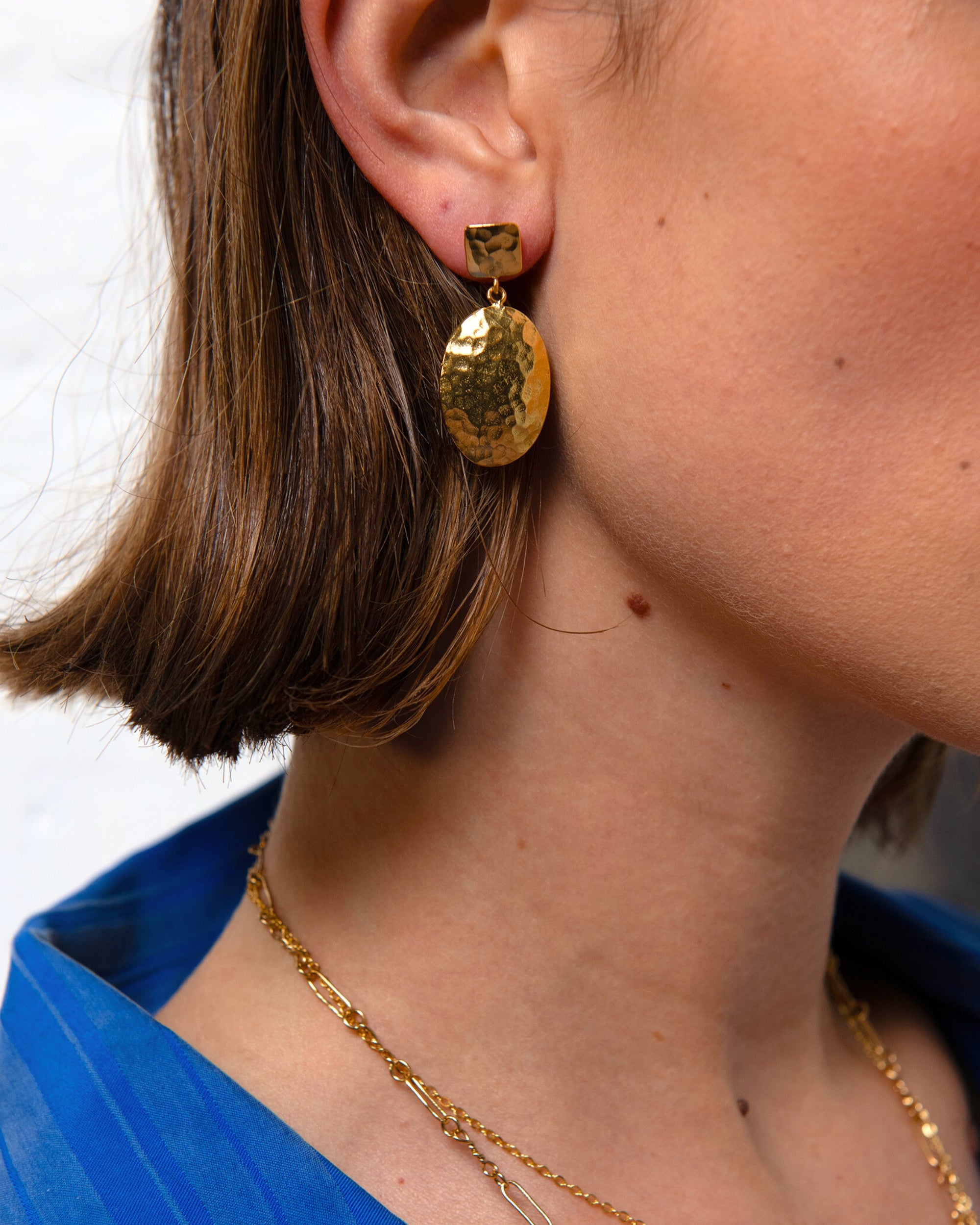 Desiree Hammered Drop Stud Earrings | Sustainable Jewellery by Ottoman Hands