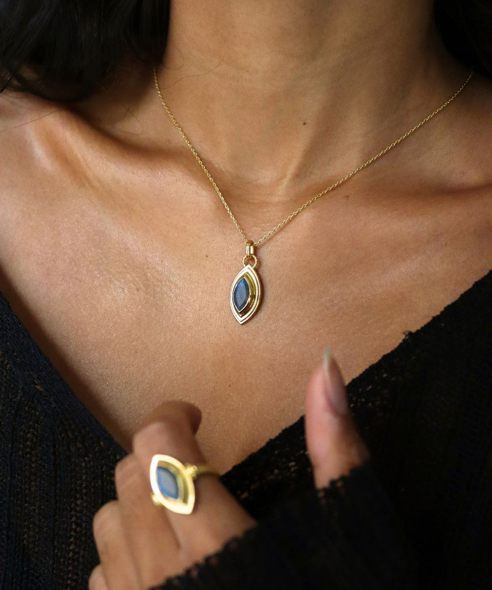 Marquise Labradorite Pendant Necklace
