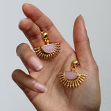 Sunrise Rose Quartz Drop Stud Earrings