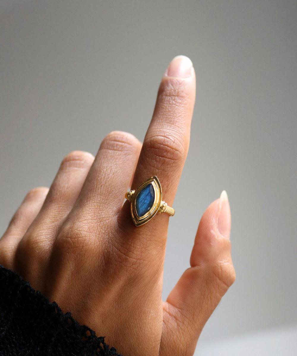 Marquise Labradorite Stacking Ring