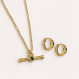 Emerald CZ Tennis T-Bar Set