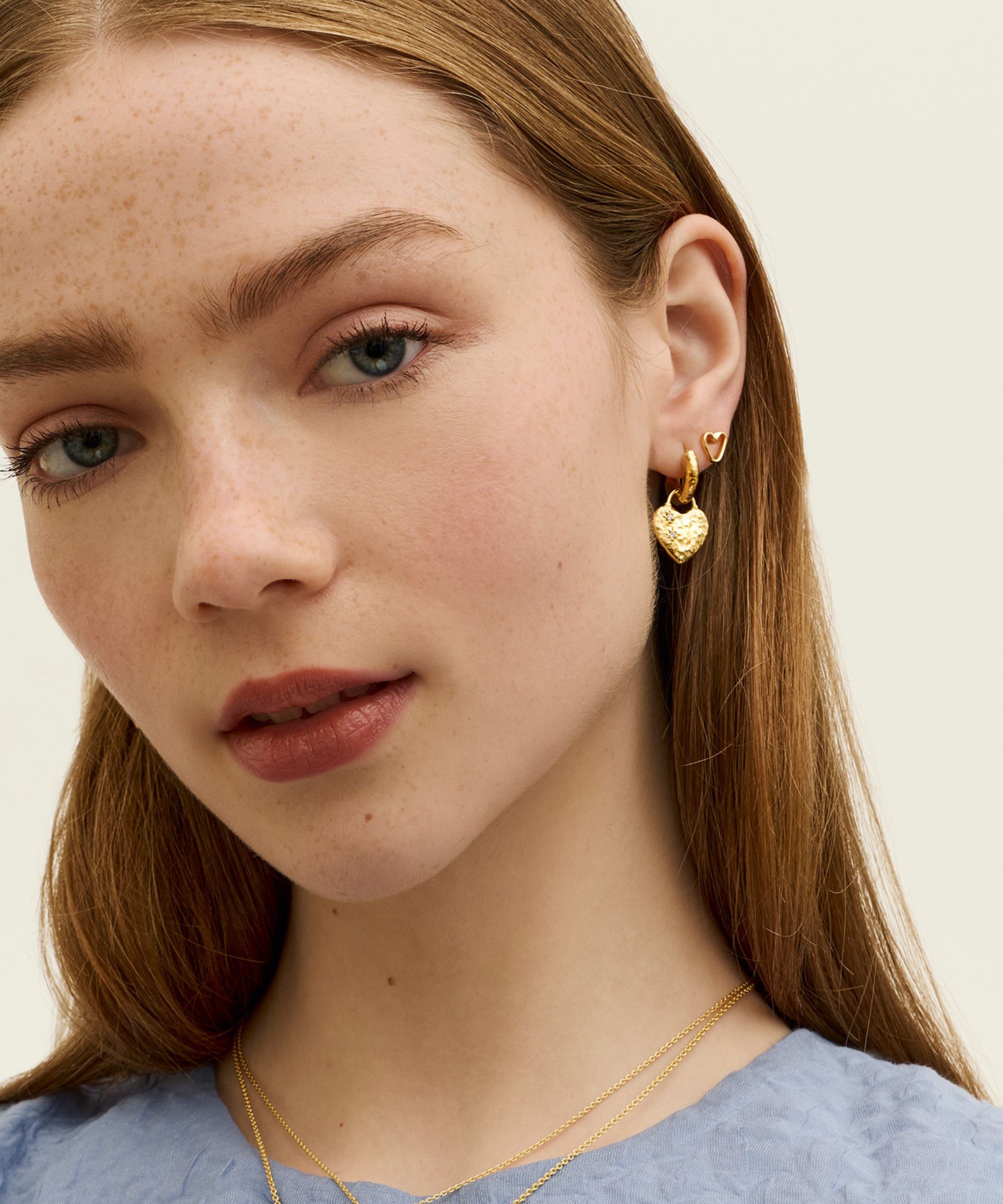 Outline Heart Stud Earrings | Sustainable Jewellery by Ottoman Hands