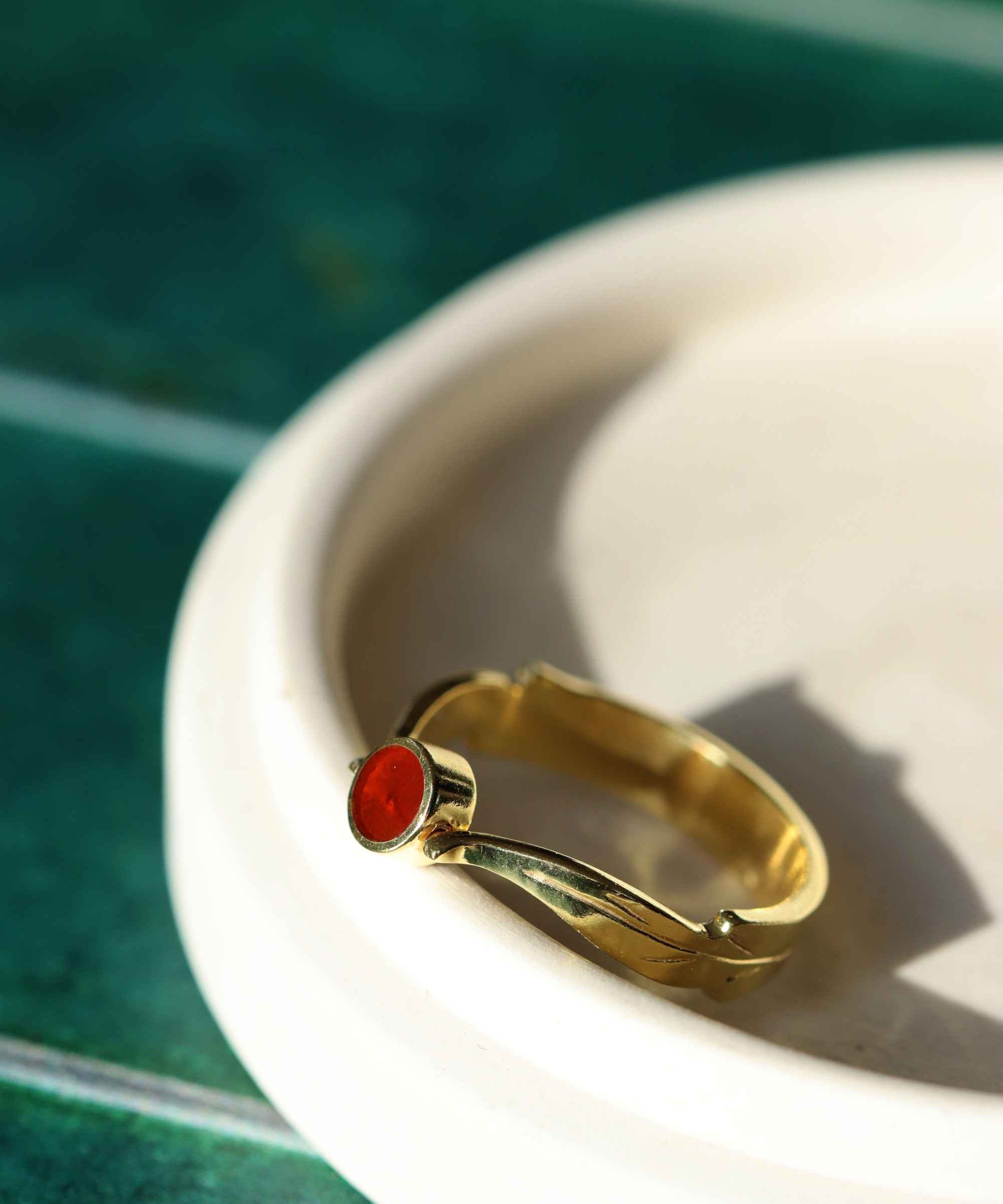 Rotating Agate Olive Leaf Ring | Sustainable Jewellery by Ottoman Hands