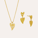 Evil Eye Heart Necklace and Earrings Set