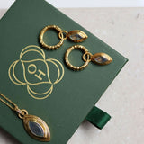 Marquise Labradorite Huggie Earrings