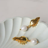 Kai Seashell Pearl Drop Stud Earrings