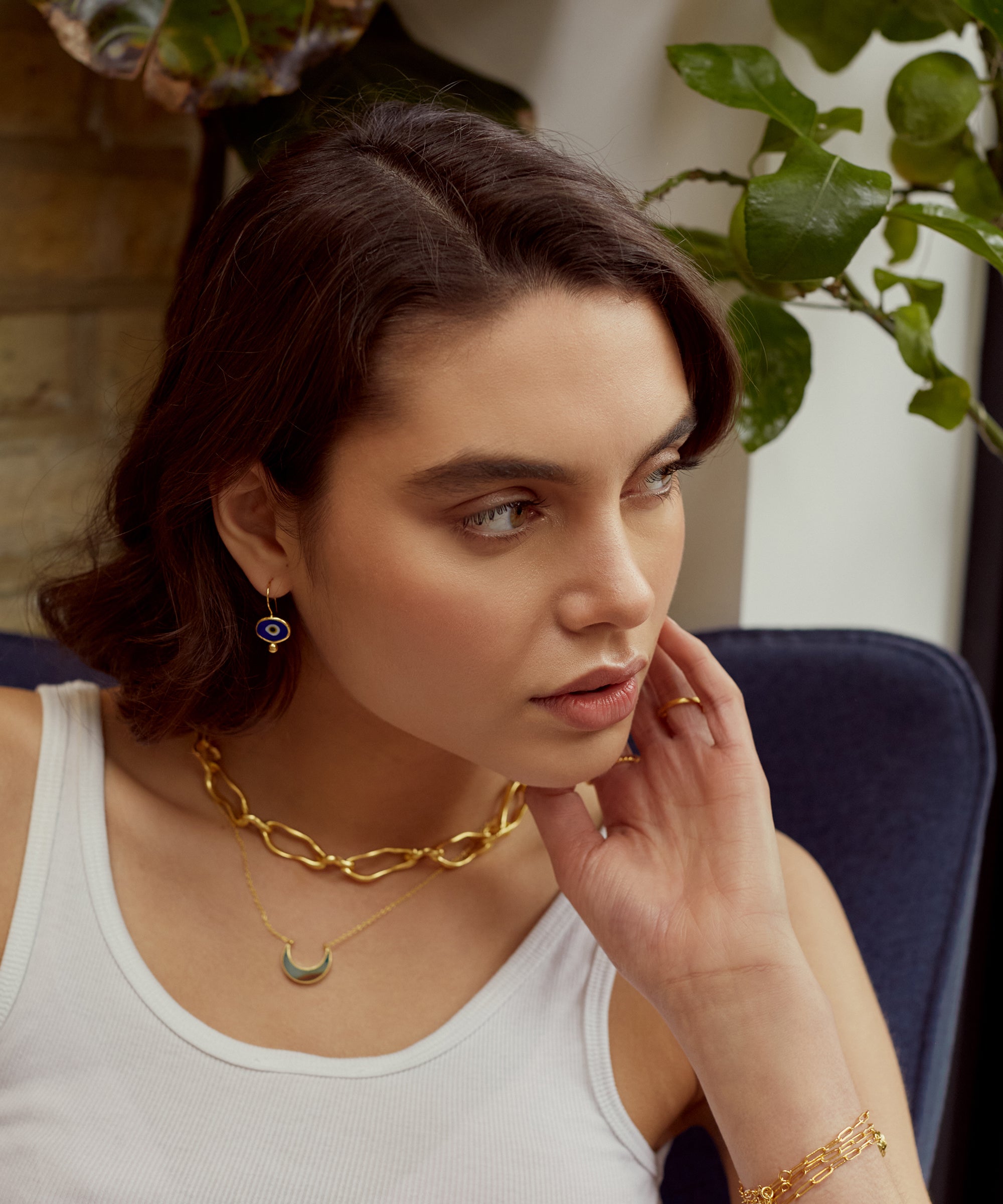 Farah Green Onyx Crescent Moon Pendant Necklace | Sustainable Jewellery by Ottoman Hands