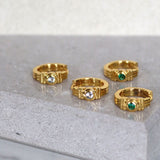 Emerald Green CZ Huggie Earrings